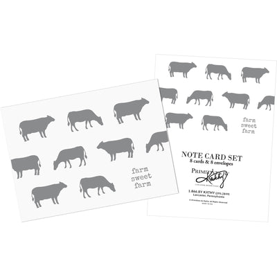 Farm Sweet Farm Cow Silhouette Set of 8 Note Card Set