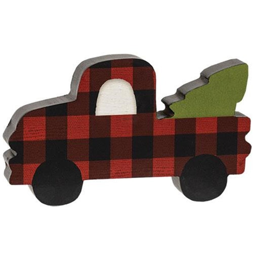 💙 Red Buffalo Plaid Chunky Pickup Truck with Tree