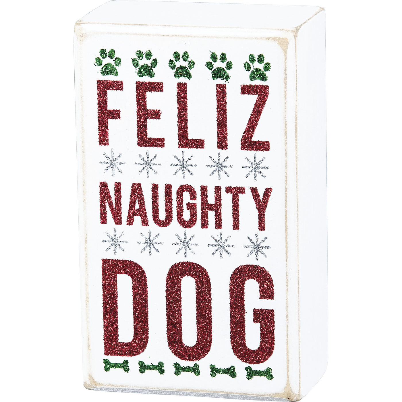 Feliz Naughty Dog Christmas Box Sign