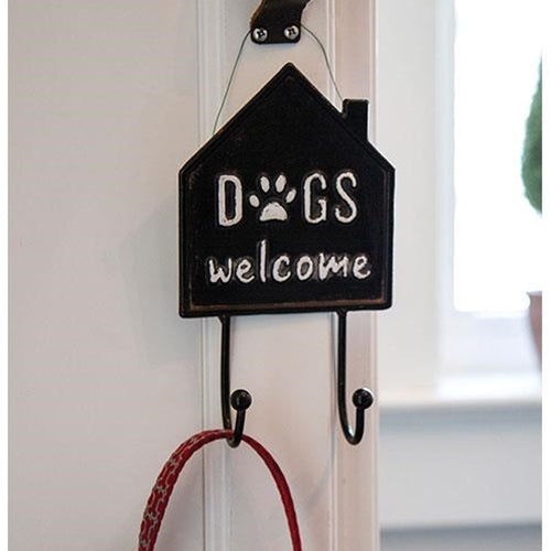 Dogs Welcome House Shaped Metal Wall Hook