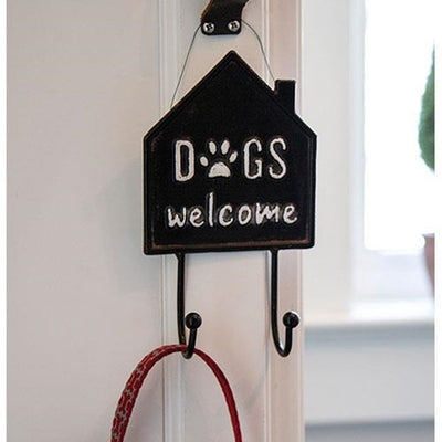 Dogs Welcome House Shaped Metal Wall Hook