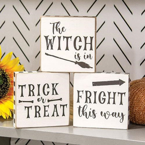 DAY 10 🎃 31 DAYS OF SPOOKYWEEN Set of 3 Fright This Way 4" Halloween Square Block Signs