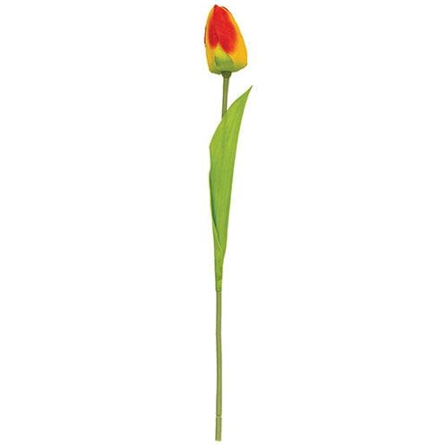 💙 Sunrise Red Yellow Orange Tulip 15.5" Faux Floral Stem
