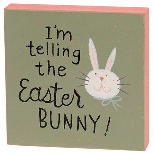 Set of 3 Easter Bunny 4" Wooden Square Block Signs