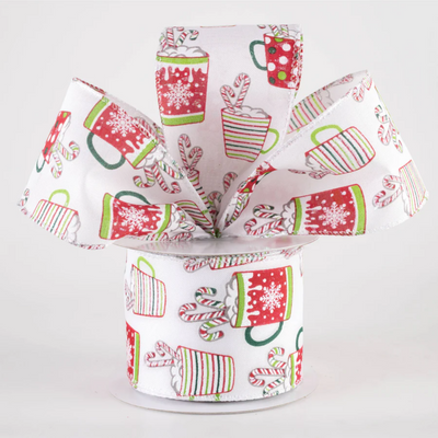 🎄Hot Chocolate Christmas Cocoa Mugs Ribbon 2.5" x 10 yards