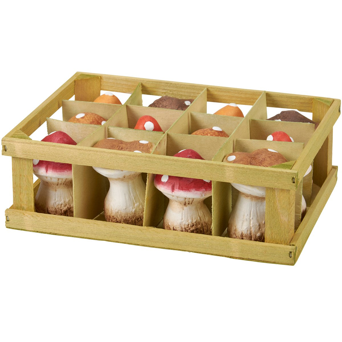 Set of 12 Small Mushrooms Figurines 2.75" H