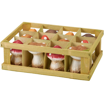 Set of 12 Small Mushrooms Figurines 2.75" H