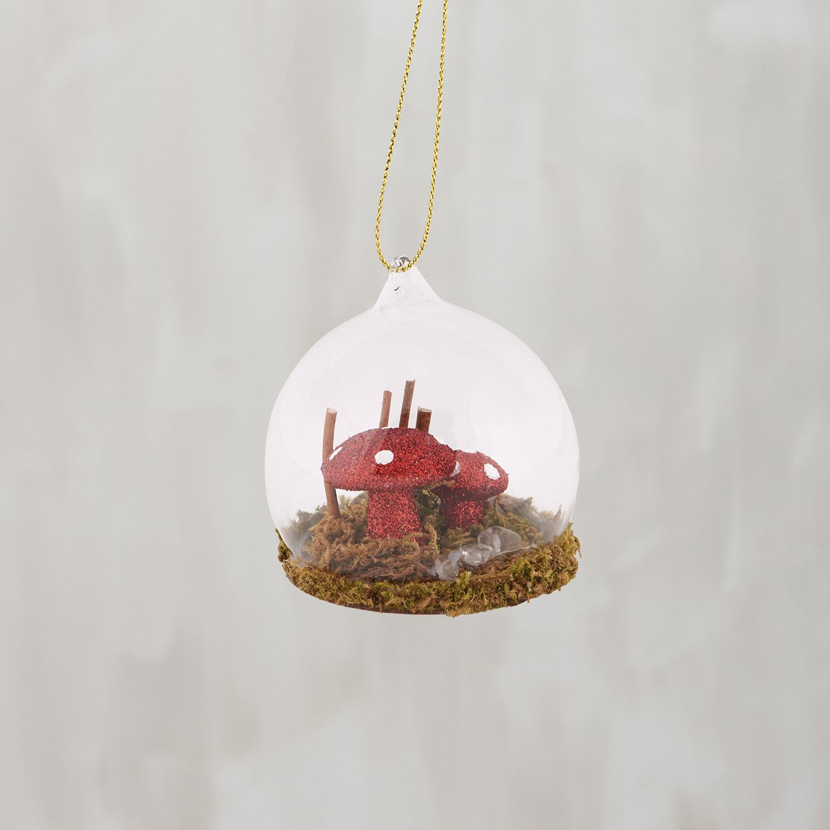 Glass Terrarium Mushrooms and Moss Ornament