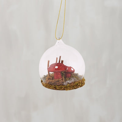 Glass Terrarium Mushrooms and Moss Ornament