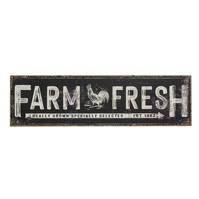 Farm Fresh Black Distressed 24" Metal Sign