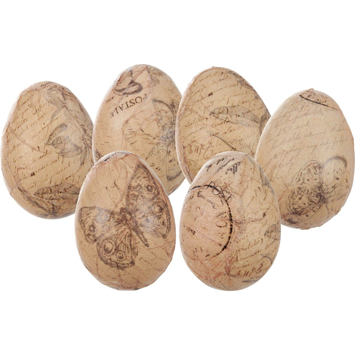 💙 Set of 6 Vintage-Style Paper Wooden Eggs