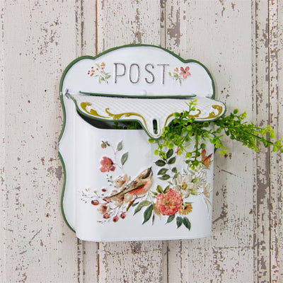 DAY 5 🐦 14 DAYS OF FEATHERED FRIENDS 🪺 Birds and Flowers Distressed Metal Post Box Decorative
