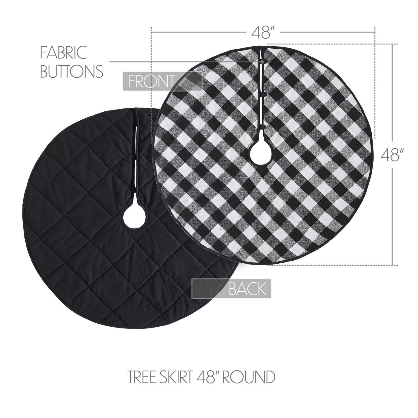 Annie Black Check Christmas Tree Skirt 48" Diameter