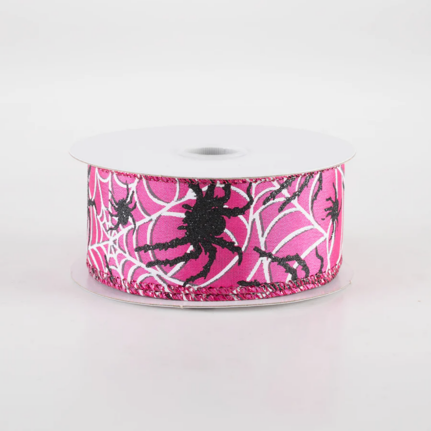 💙 Spider & White Spiderwebs Fuchsia Pink Ribbon 1.5" x 10 Yards