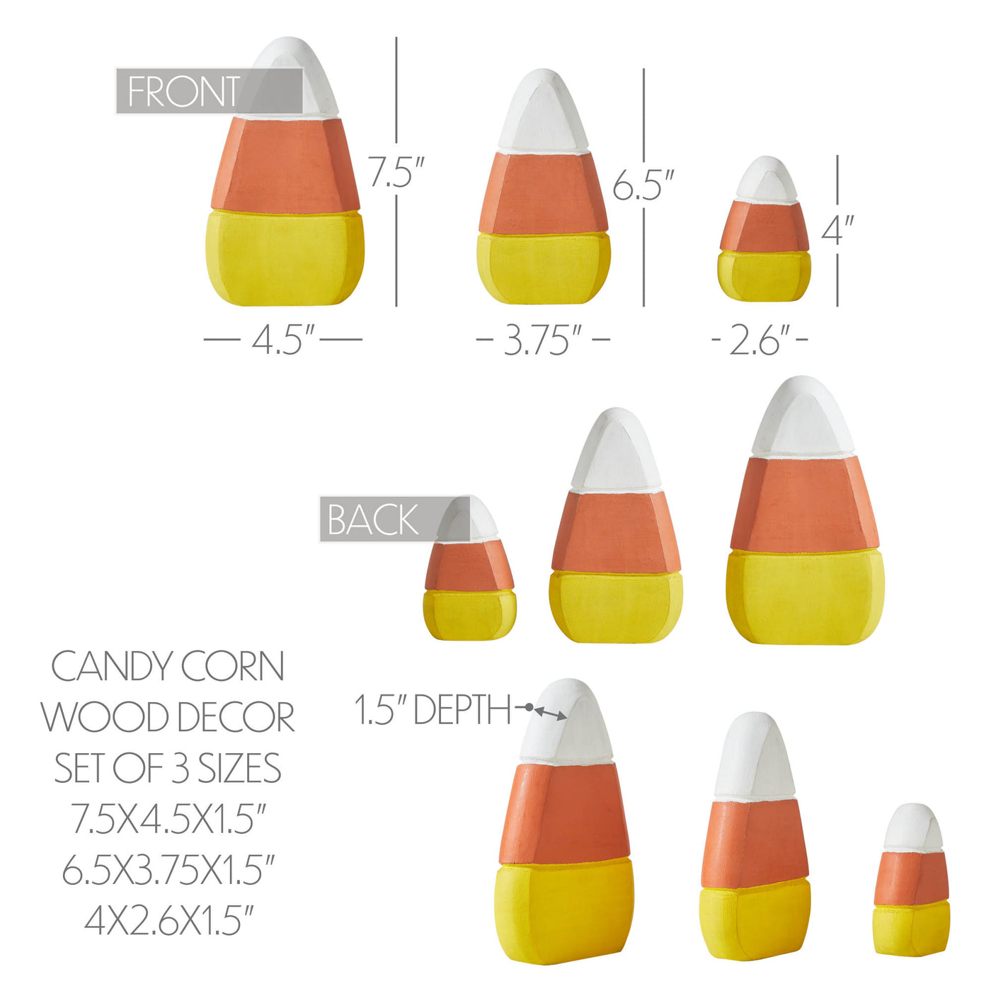 Candy Corn Wood Decor Set of 3