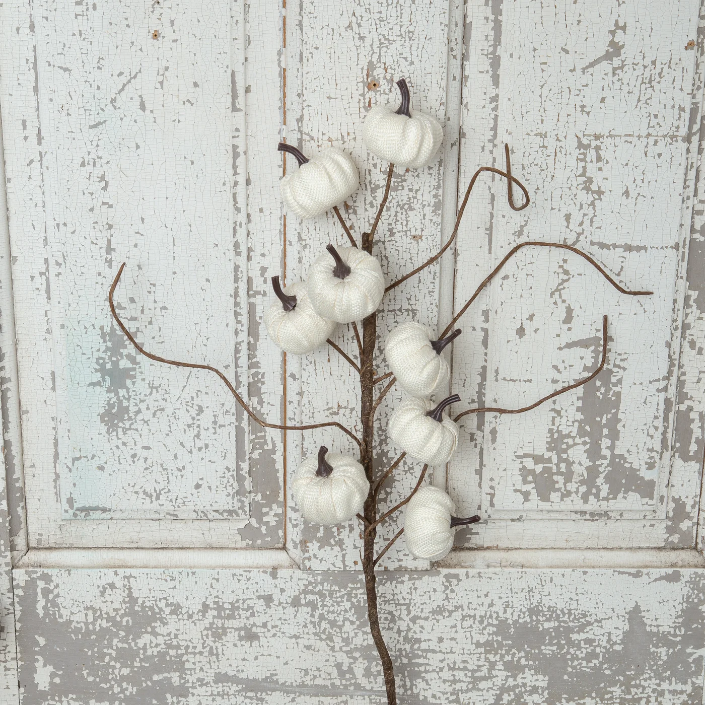 Mini White Pumpkins and Twigs 27" Faux Branch