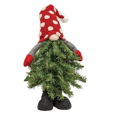 Polka Dot Christmas Tree Gnome Standing w/ LED Lights 20" H
