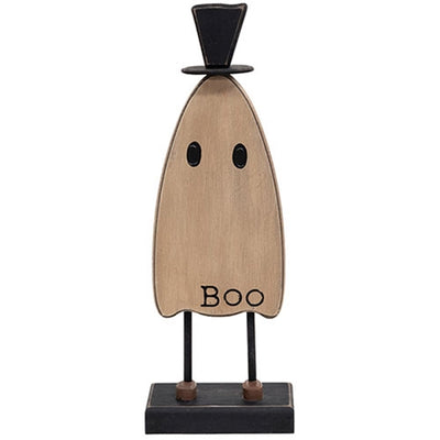 Top Hat Boo Ghost Wooden on Base 16" H