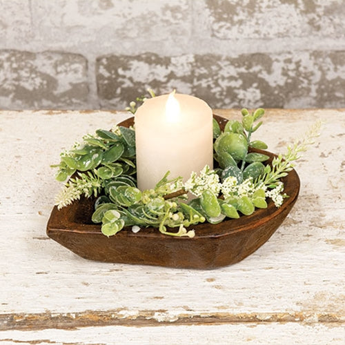 Carved Wood Sweet Heart Dough Bowl