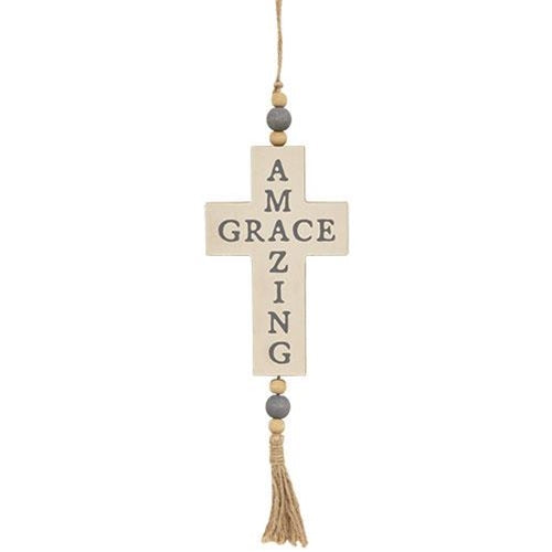 💙 Amazing Grace Beaded Cross Ornament