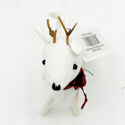Little Deer With Christmas Red and Black Plaid Scarf Fabric Figure
