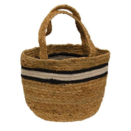 Set of 3 Bold Striped Jute Basket Containers