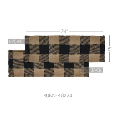 Black Check Table Runner 8" x 24"