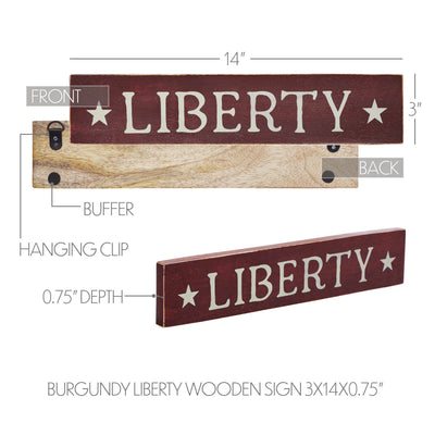 Liberty Stars 14" Burgundy Wooden Sign