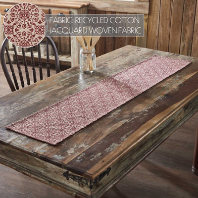 Custom House Burgundy Tan Jacquard 60" Table Runner