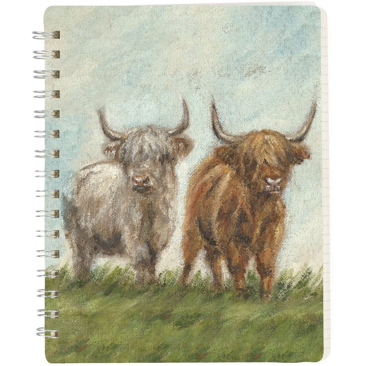 💙 Highland Cows in Field Spiral Notebook Journal