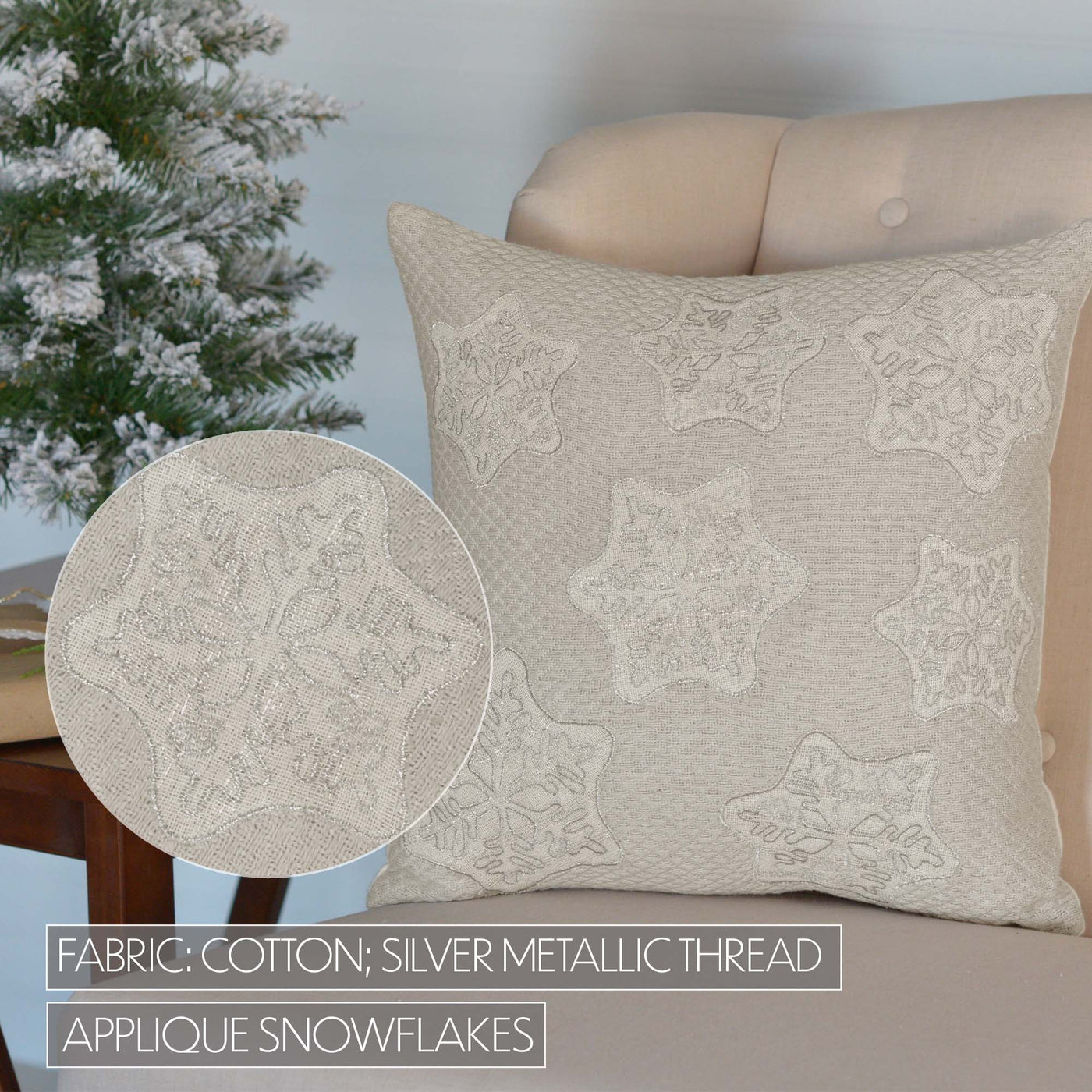 Snowflake Ash Grey Throw Pillow 16"