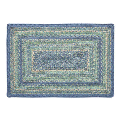 Jolie Jute Blue Shades Rectangular Rug With Pad 20" x 30"