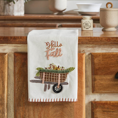 Hello Fall Wheelbarrow Tea Towel