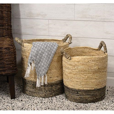 Set of 2 Corn Husk Rustic Baskets