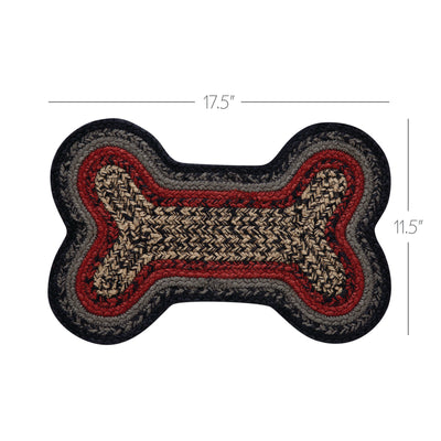 Small Bone Shaped Rug Red Black Gray Indoor/Outdoor