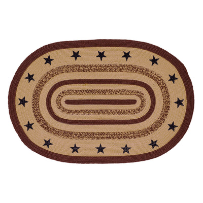 Americana Potomac With Stencil Stars Jute 36" Oval Rug