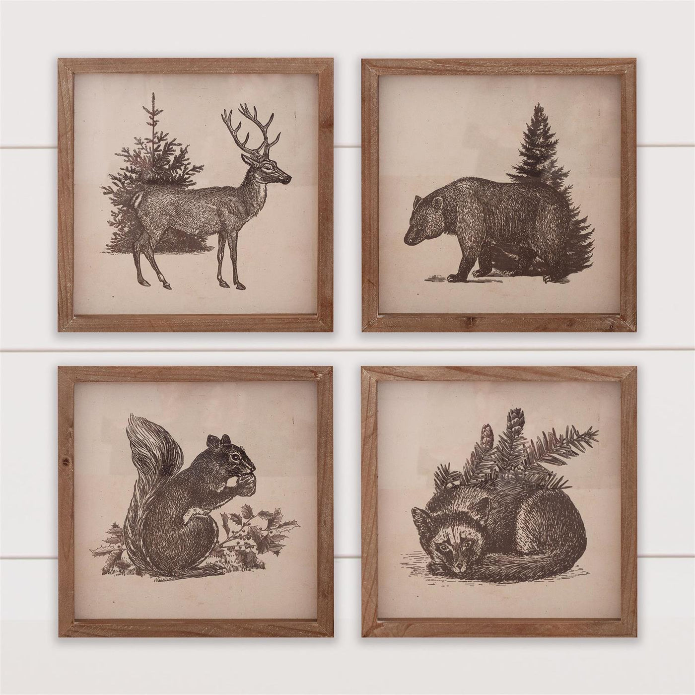 Set of 4 Forest Animals Framed Prints