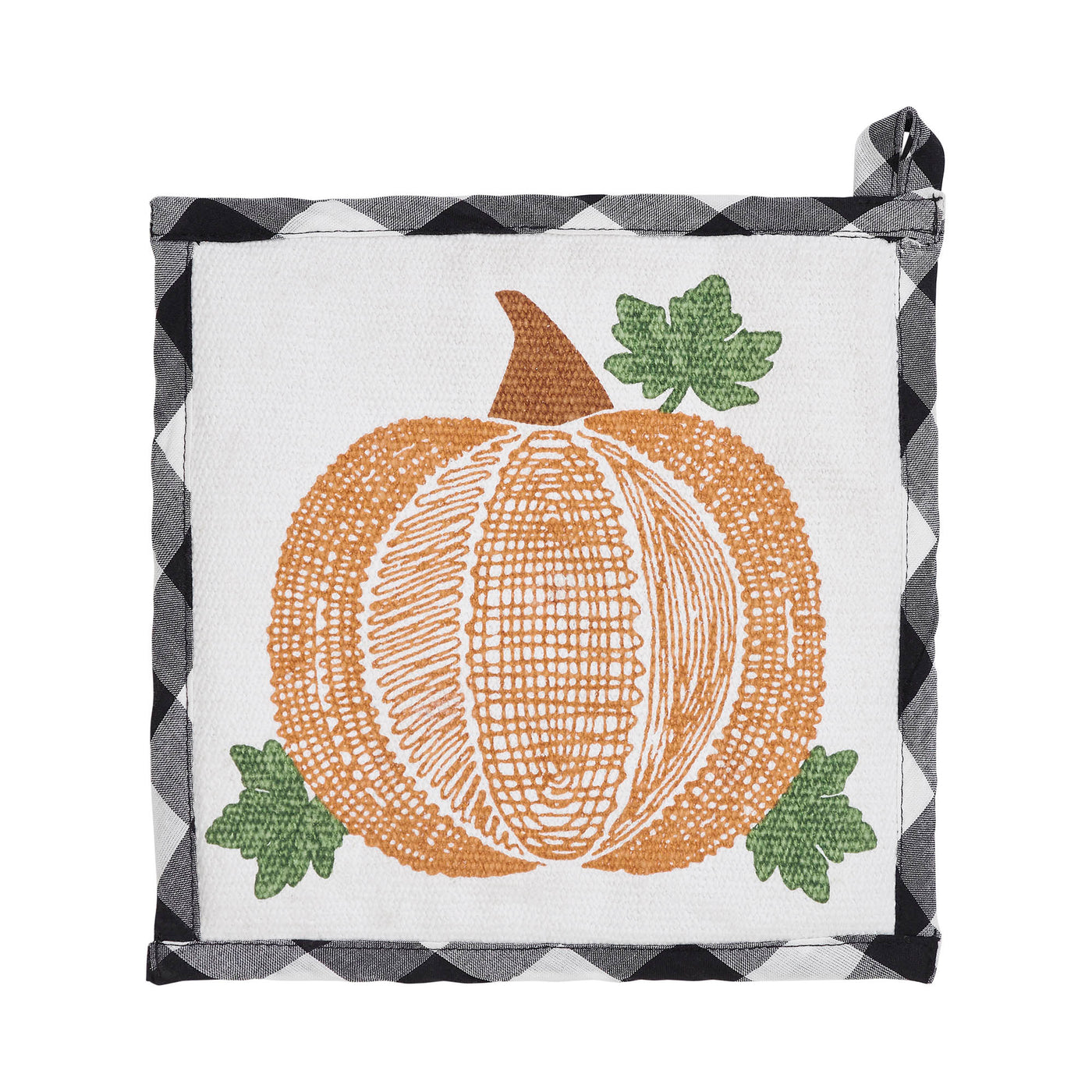 Annie Black Check Pumpkin 8" Trivet