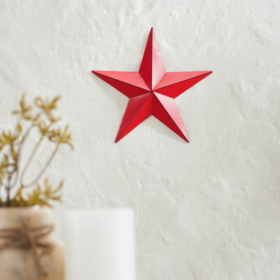 Distressed Barn Red 8" Metal Star