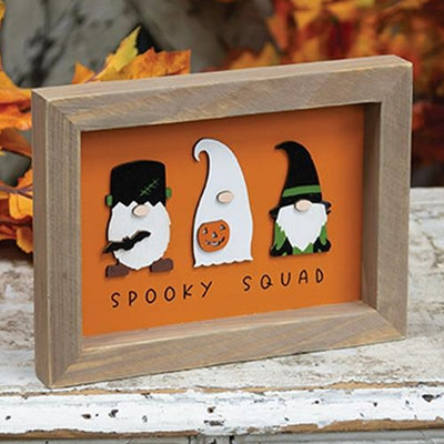 Spooky Squad Gnomes Halloween Framed Sign