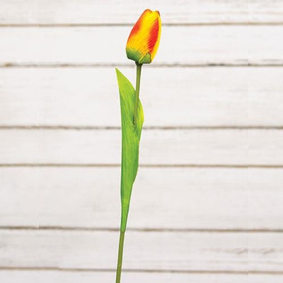💙 Sunrise Red Yellow Orange Tulip 15.5" Faux Floral Stem