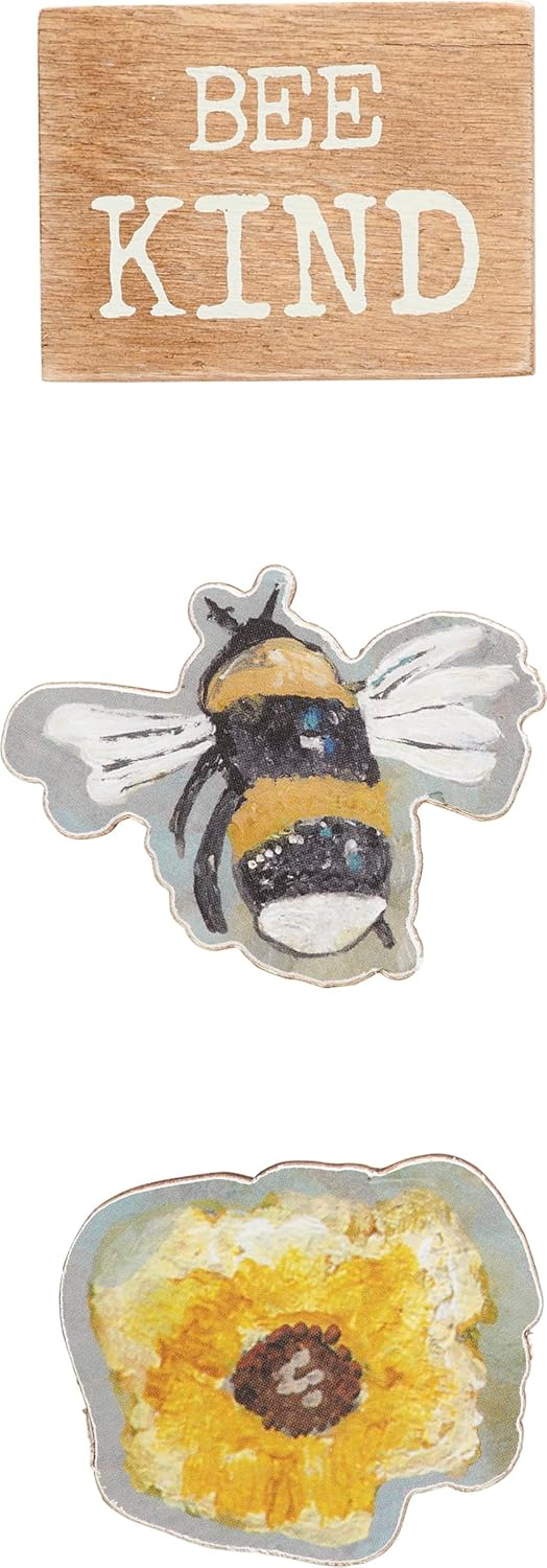 Set of 3 Bee Kind and Flower Magnet Set