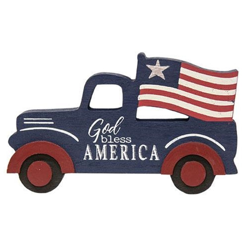 💙 God Bless America Wooden Truck Sitter
