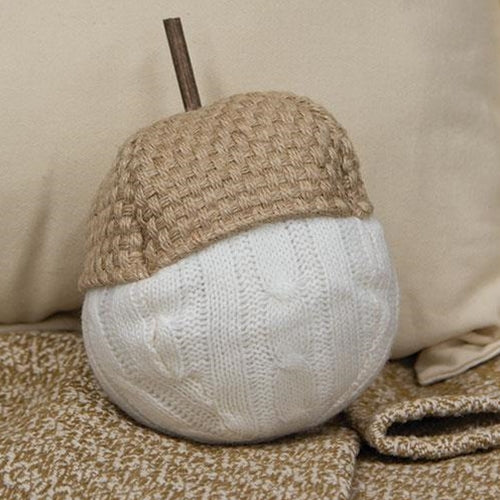 Knit Acorn Tan and White 7" H