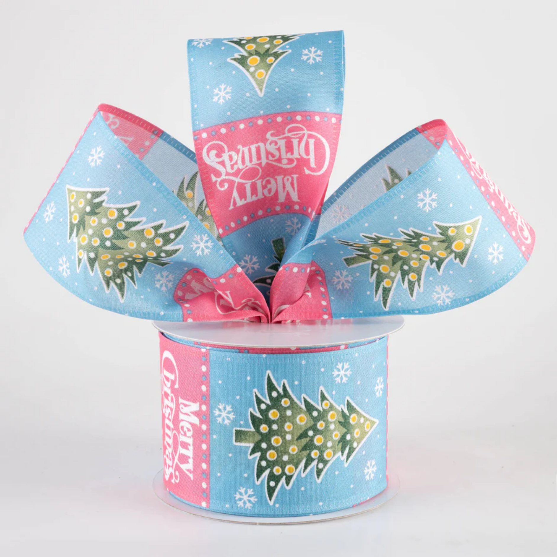Blue Ribbon Block 💙 Merry Christmas & Tree Blocks Pink and Blue Ribbon 2.5