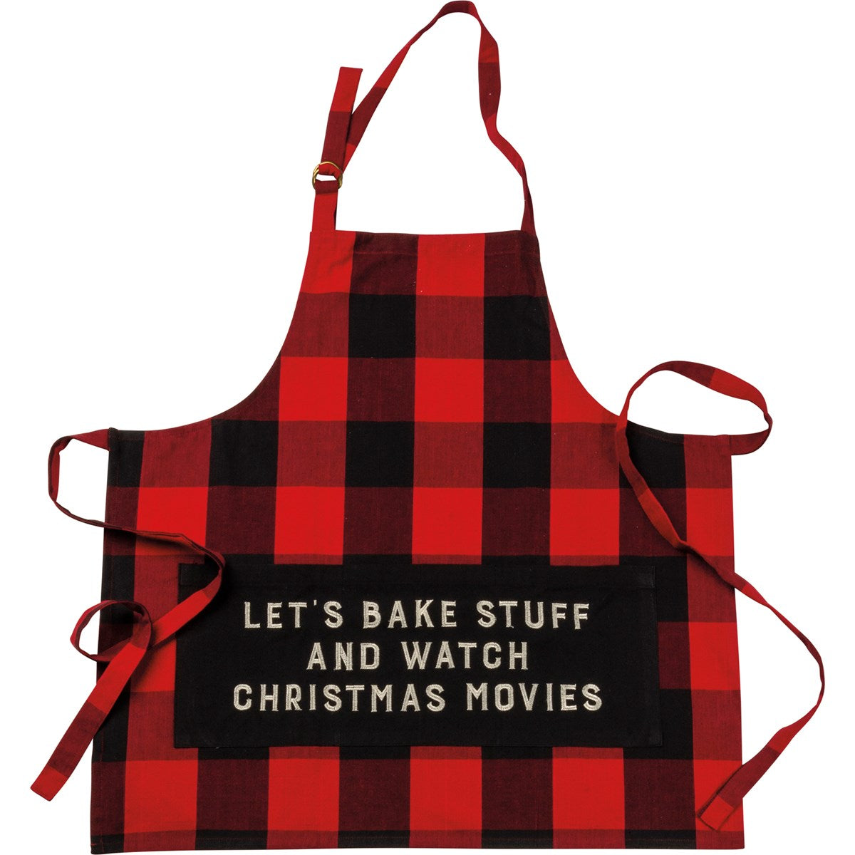 Let's Bake Stuff And Watch Movies Red Buffalo Check Apron