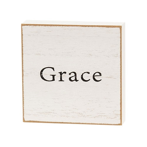Set of 6 Inspirational Faith Word 3" White Wooden Square Blocks