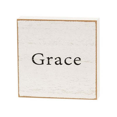 Set of 6 Inspirational Faith Word 3" White Wooden Square Blocks