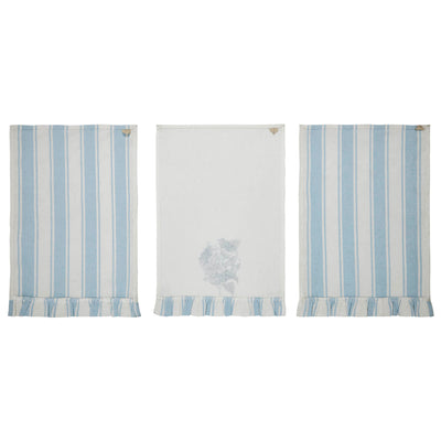 Set of 3 Hydrangea Ruffled Tea Towels