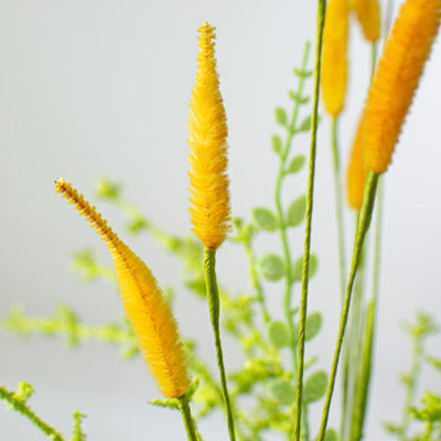 Orange Bunny Tail & Leaves 24" Faux Bush